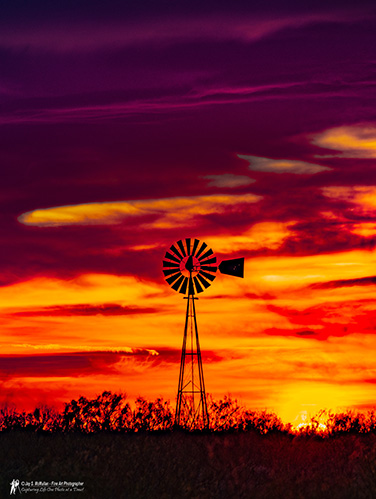 Windmill and Purple Sky - Dawson County, Texas